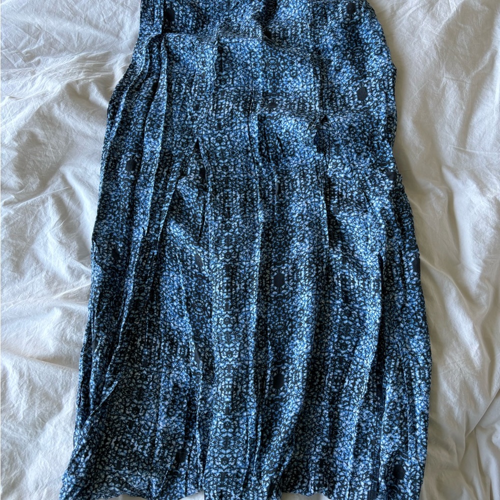 Volcom Blue Smocked A-Line Midi Skirt Casual